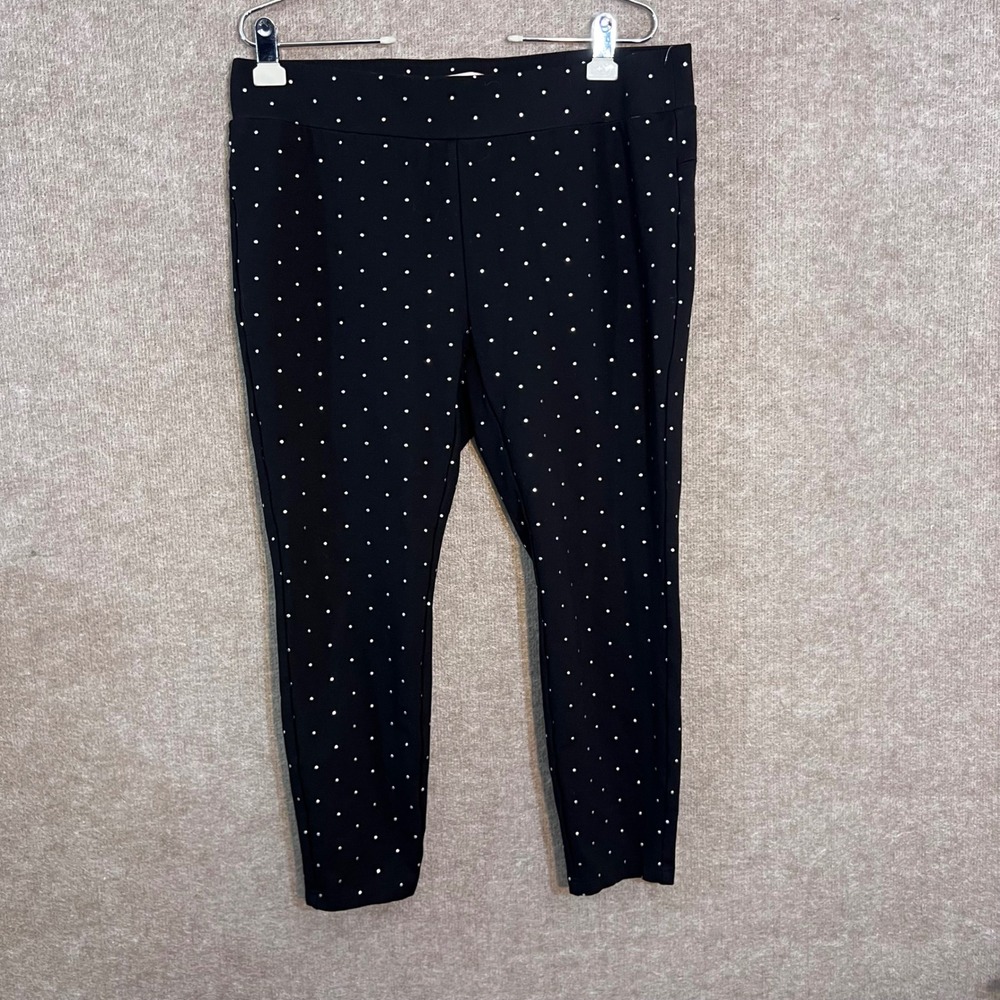 Philosophy Woman Leggings Women 1X Black Polka Dot Studded Stretch Pull On